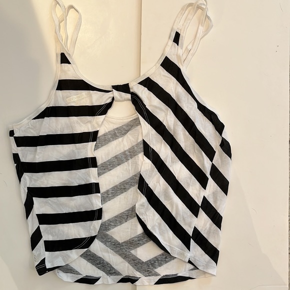 Forever 21 Black and White Striped Cropped Tank Top - Picture 2 of 3